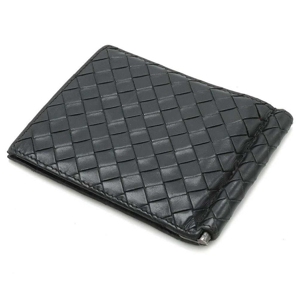 Bottega Veneta Intrecciato Leather Money Clip Bifold Wallet Black - Picture 2 of 8